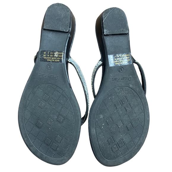 Dream Pairs Womens Size 10 Black SIlver Rhinestone 1.25" Wedge Heel Sandals - Picture 5 of 6